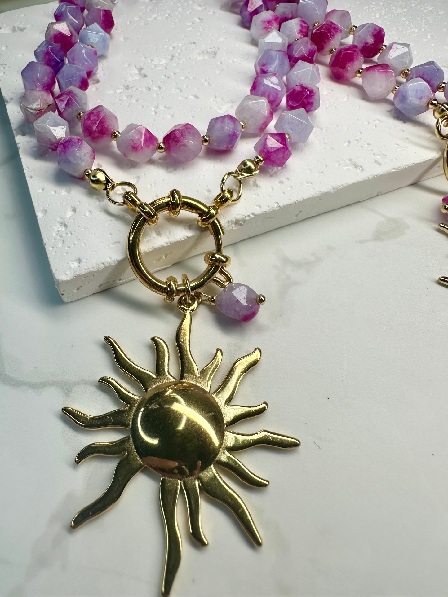 Two Tone Purple Pink Jade Necklace •Jewelry for Love, Joy & Emotional Healing