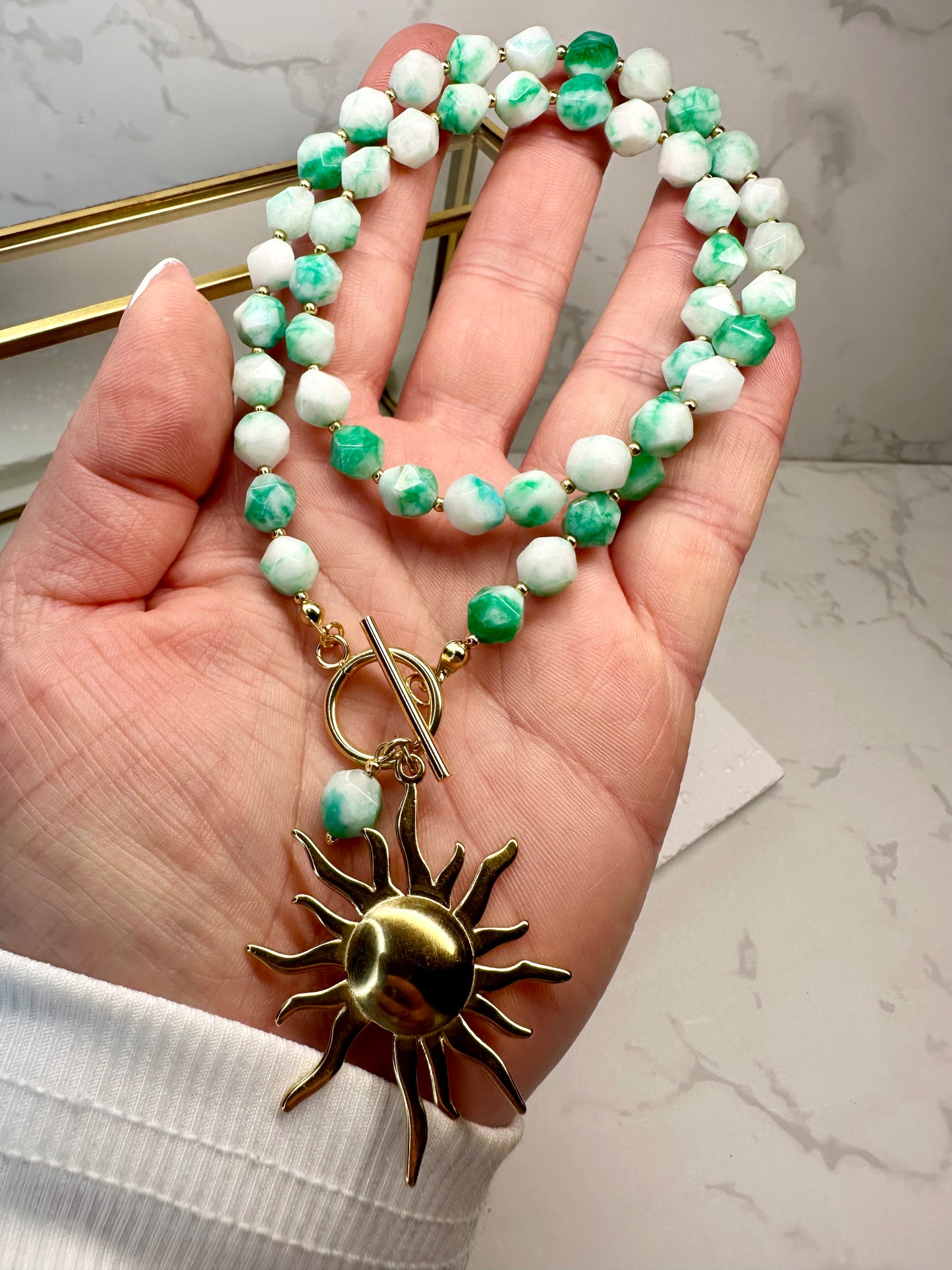 Green & White Jade Necklace•Jewellery for Love, Luck and  Balance