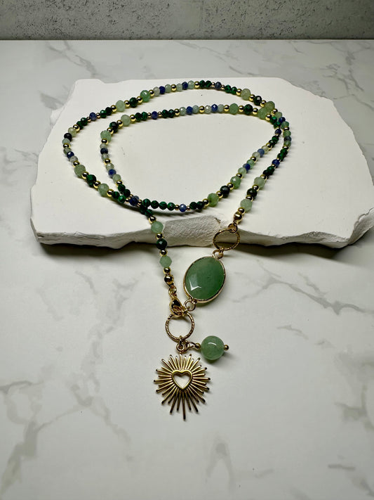 Malachite,Green Aventurine,Sapphire Necklace, Abundance • Protection