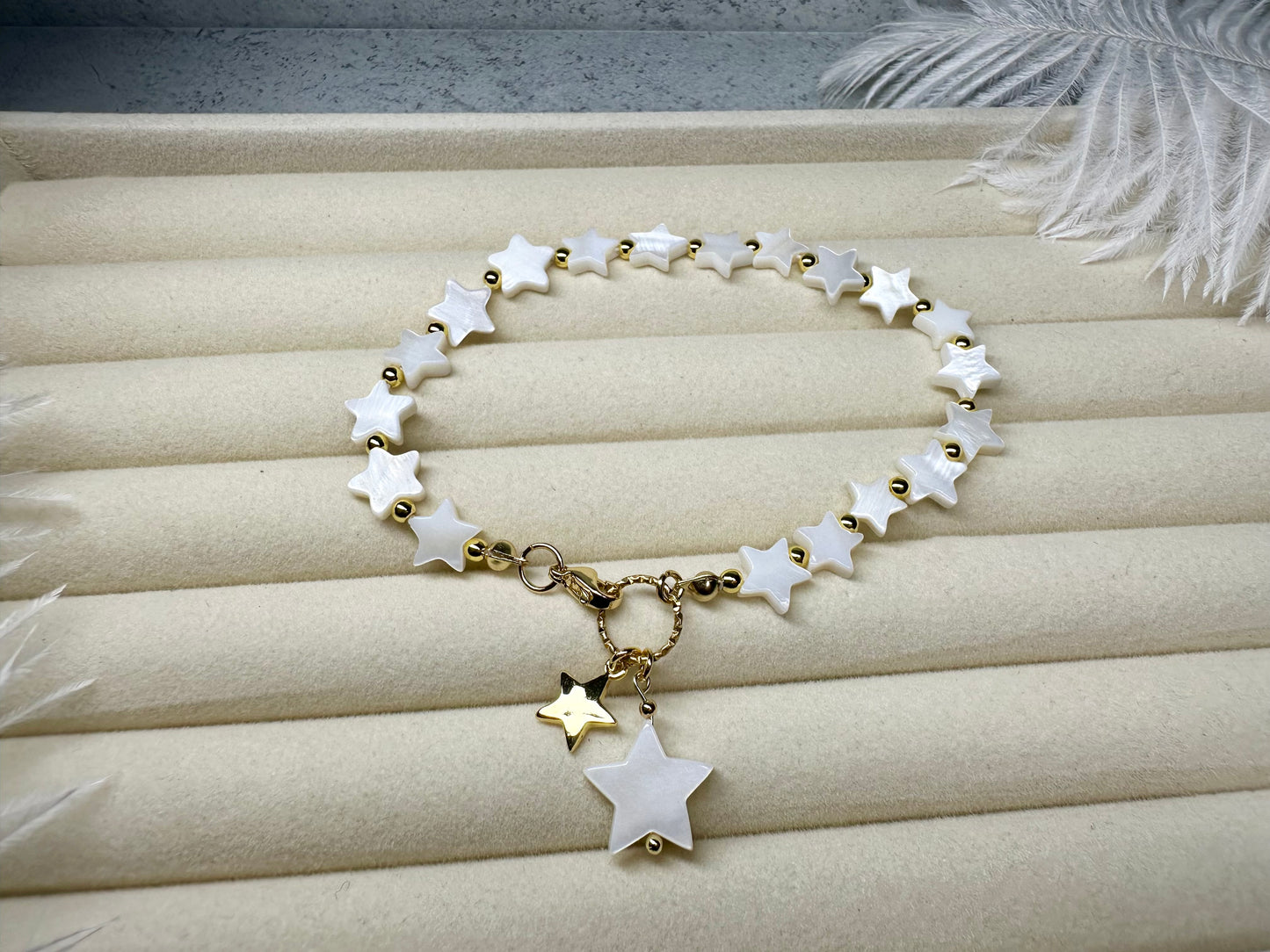 Freshwater Shell Star Bracelet, Boho Charm Jewellery