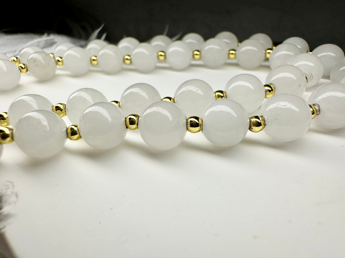 Clear Quartz Heart Necklace – 8mm Beads, Gold Clasp, Handmade Crystal Jewelry