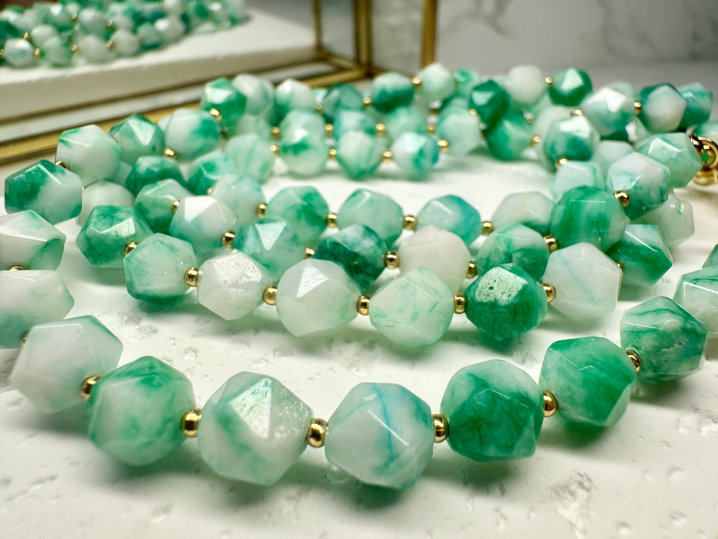 Green & White Jade Necklace•Jewellery for Love, Luck and  Balance